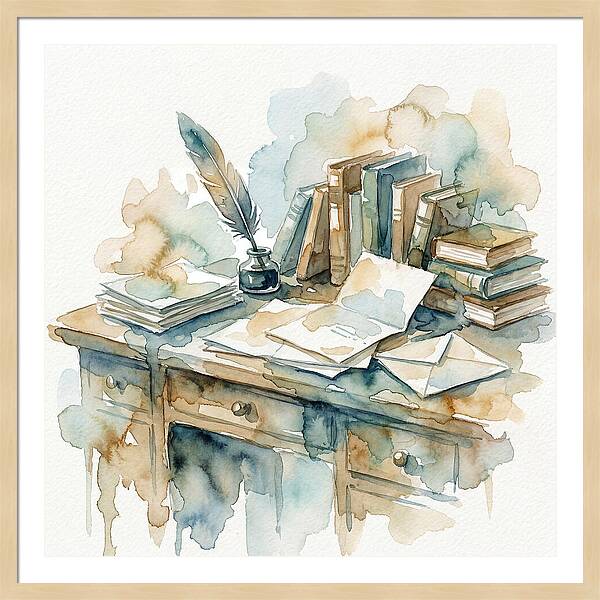 Writing Desk In Watercolor