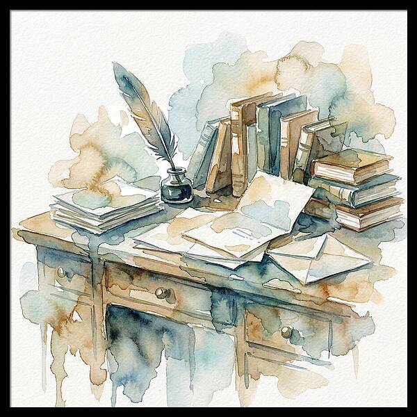 Writing Desk In Watercolor