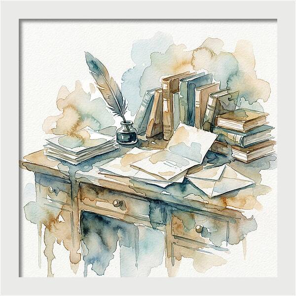 Writing Desk In Watercolor