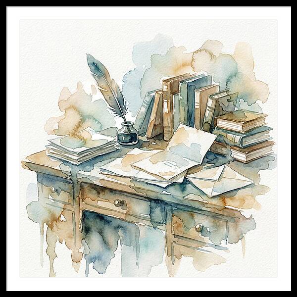 Writing Desk In Watercolor