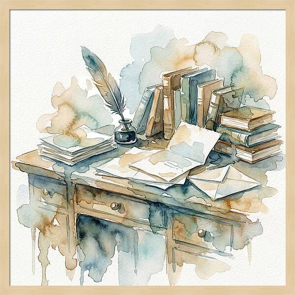Writing Desk In Watercolor