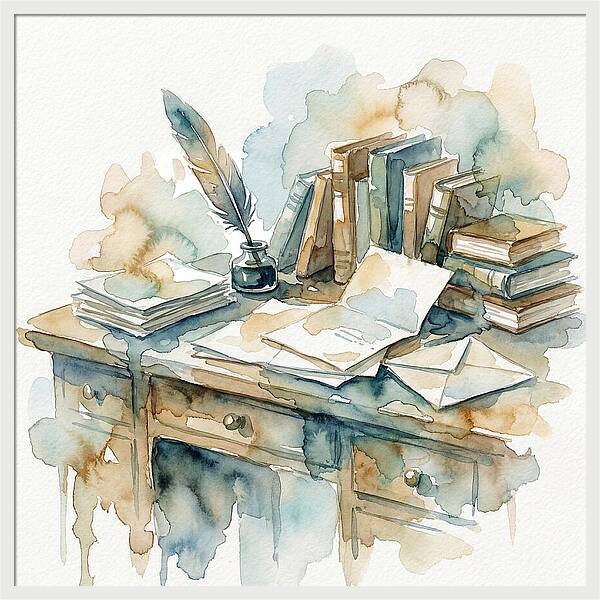 Writing Desk In Watercolor