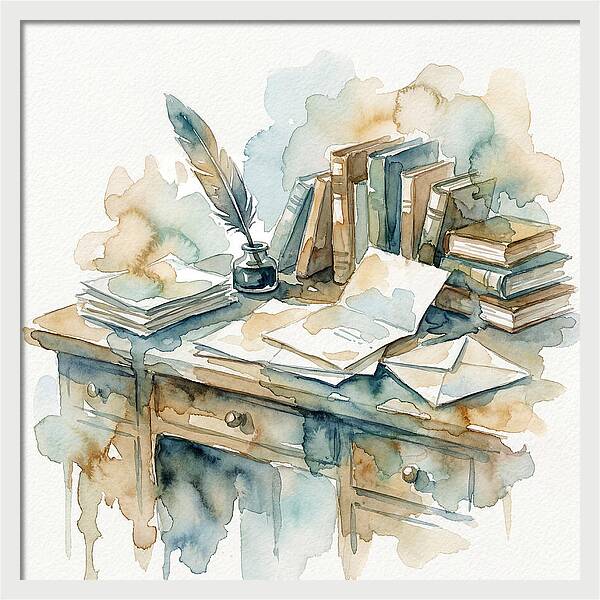Writing Desk In Watercolor