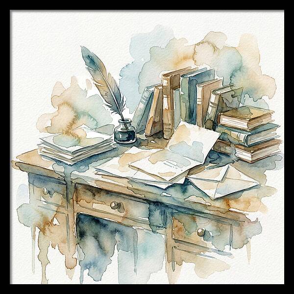 Writing Desk In Watercolor