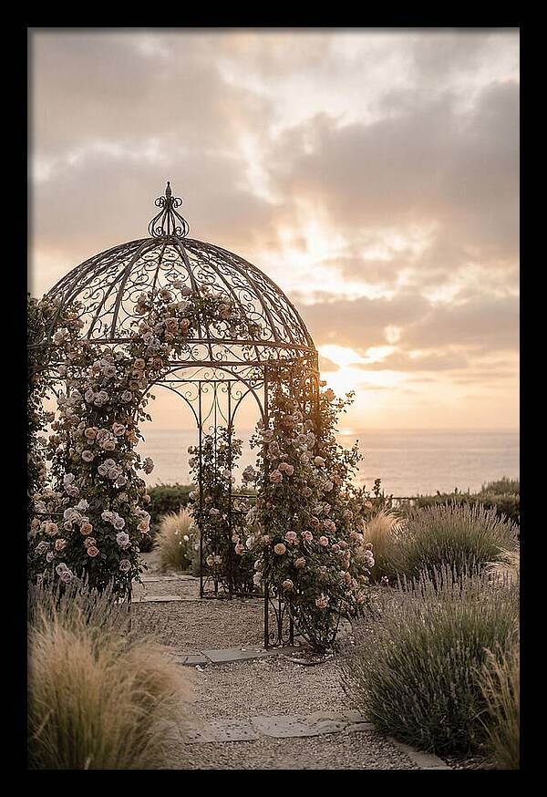 Wrought Iron Gazebo In Rose Garden