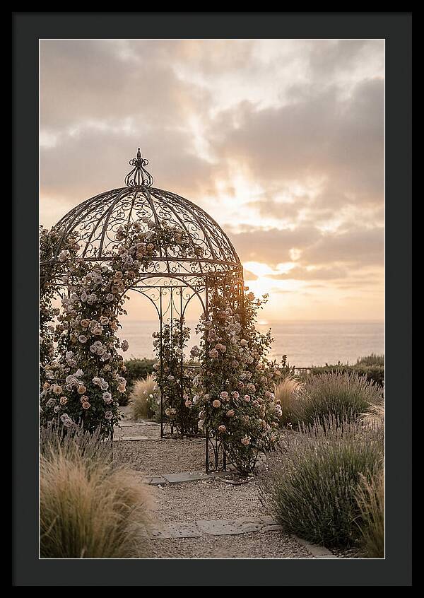 Wrought Iron Gazebo In Rose Garden