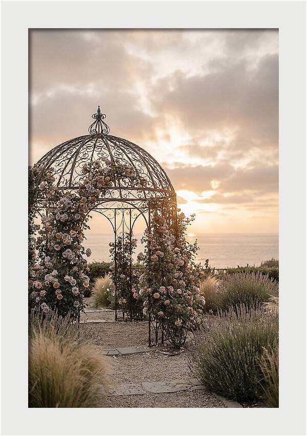 Wrought Iron Gazebo In Rose Garden