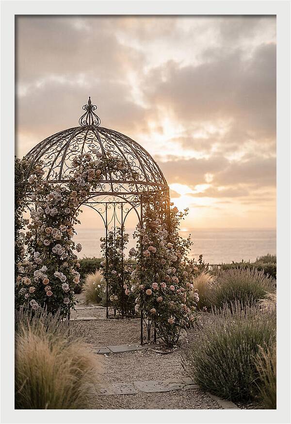 Wrought Iron Gazebo In Rose Garden
