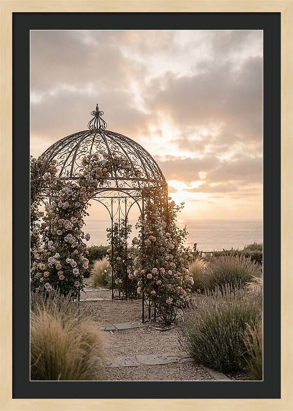Wrought Iron Gazebo In Rose Garden