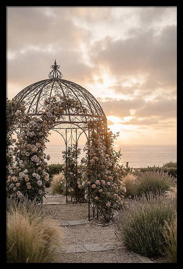 Wrought Iron Gazebo In Rose Garden
