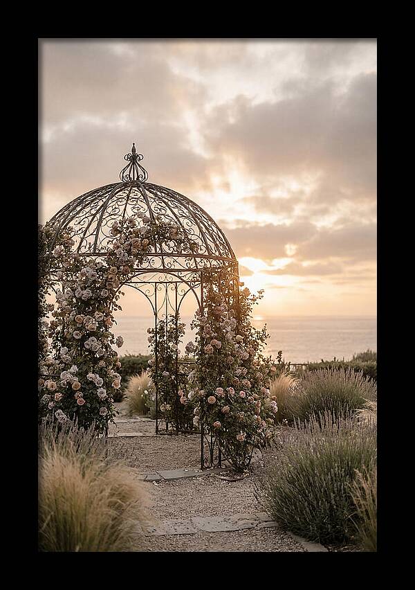 Wrought Iron Gazebo In Rose Garden