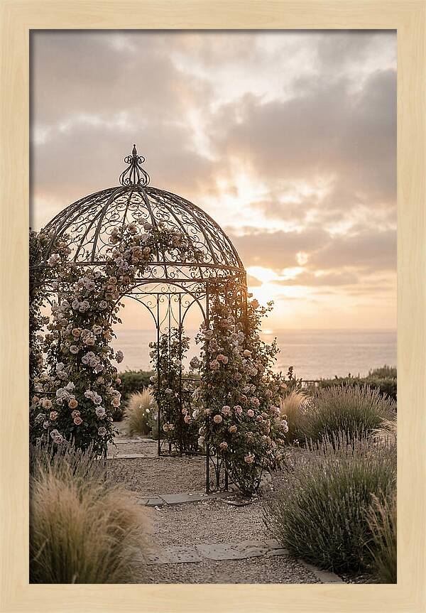 Wrought Iron Gazebo In Rose Garden