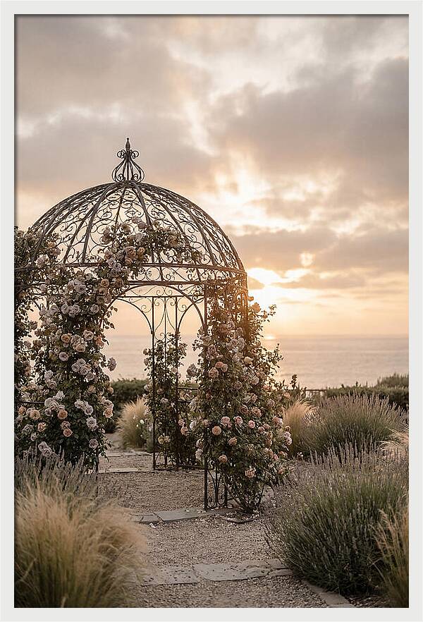 Wrought Iron Gazebo In Rose Garden