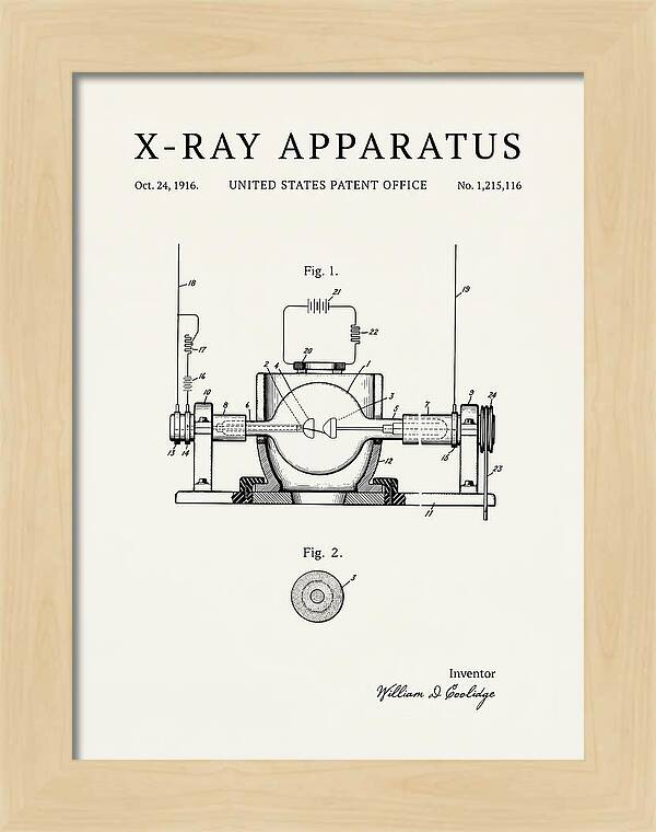 X Ray Apparatus Coolidge Tube Minimalist Patent Us1215116a