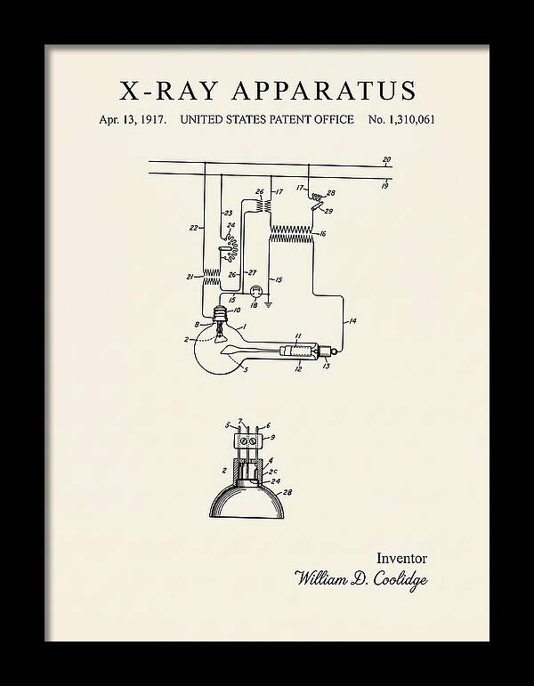 X Ray Apparatus Coolidge Tube Minimalist Patent Us1310061a
