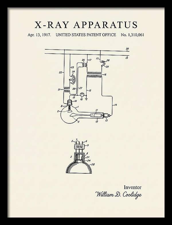 X Ray Apparatus Coolidge Tube Minimalist Patent Us1310061a