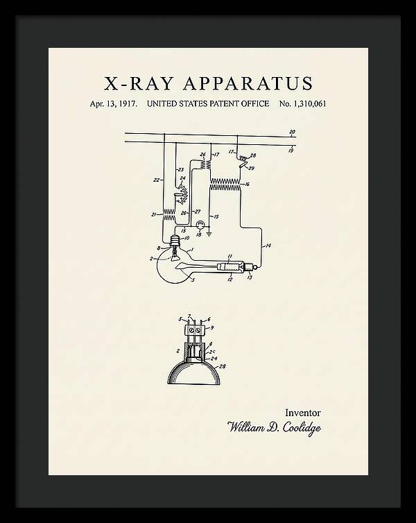 X Ray Apparatus Coolidge Tube Minimalist Patent Us1310061a