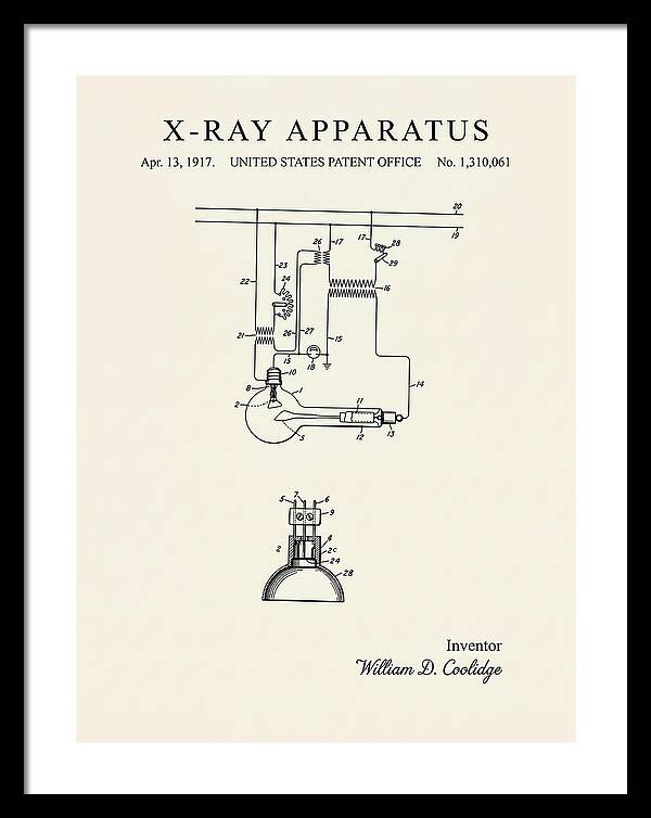 X Ray Apparatus Coolidge Tube Minimalist Patent Us1310061a