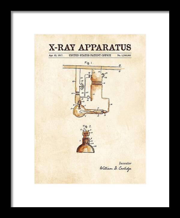 X Ray Apparatus Coolidge Tube Watercolor Patent Us1310061a