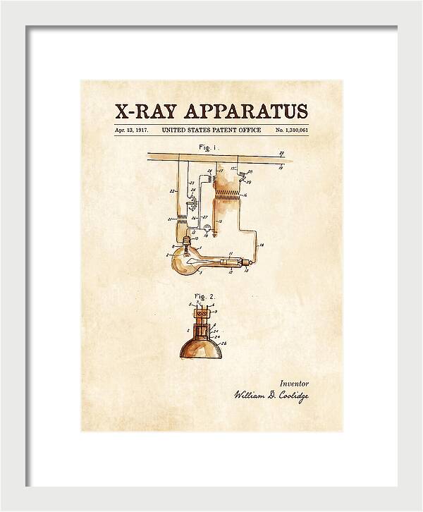 X Ray Apparatus Coolidge Tube Watercolor Patent Us1310061a