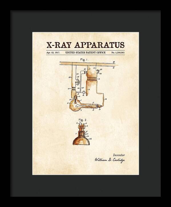 X Ray Apparatus Coolidge Tube Watercolor Patent Us1310061a