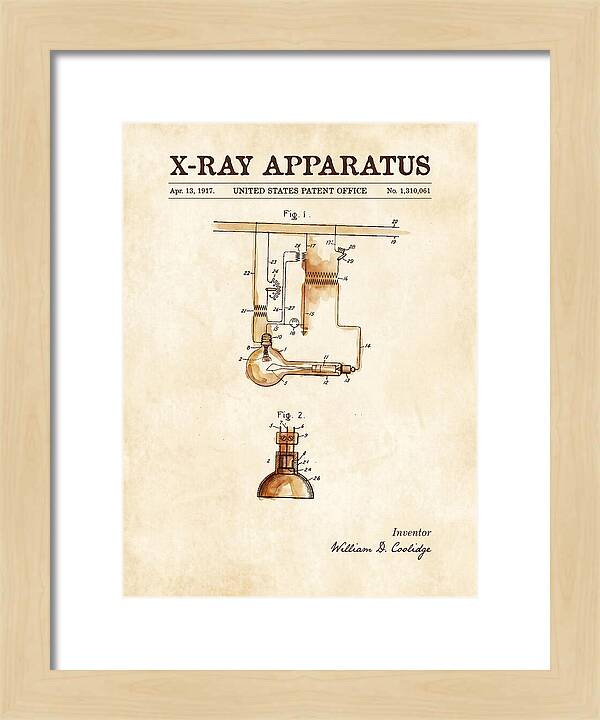 X Ray Apparatus Coolidge Tube Watercolor Patent Us1310061a