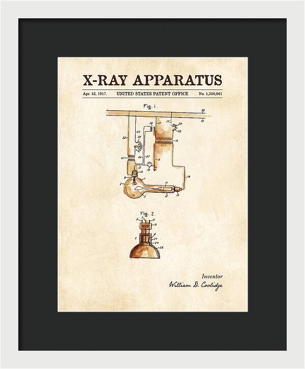 X Ray Apparatus Coolidge Tube Watercolor Patent Us1310061a