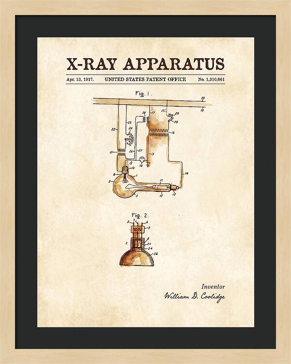 X Ray Apparatus Coolidge Tube Watercolor Patent Us1310061a