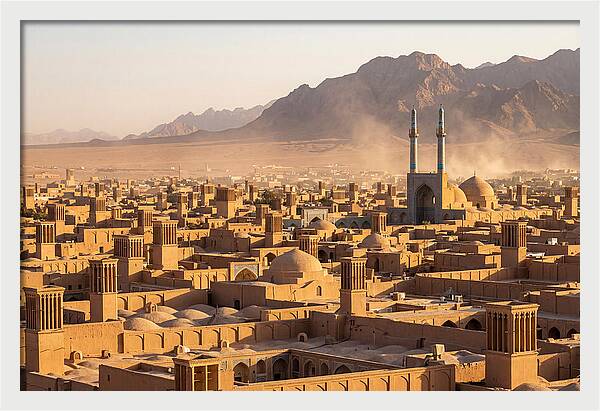 Yazd Skyline At Golden Hour