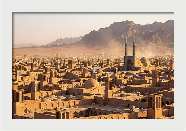 Yazd Skyline At Golden Hour