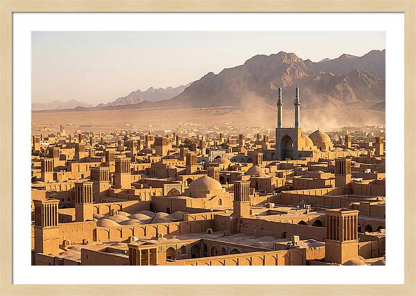 Yazd Skyline At Golden Hour
