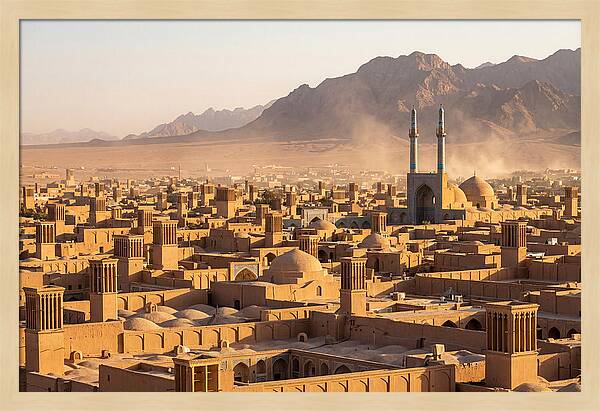 Yazd Skyline At Golden Hour