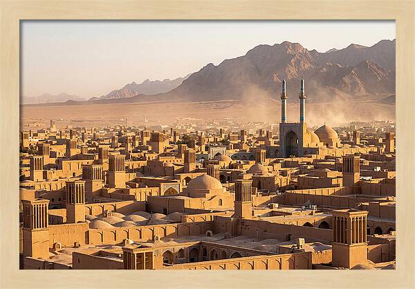 Yazd Skyline At Golden Hour