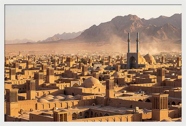 Yazd Skyline At Golden Hour