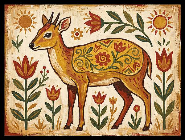 Yellow Backed Duiker Folk Art