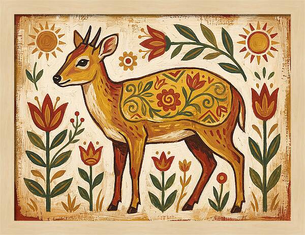 Yellow Backed Duiker Folk Art