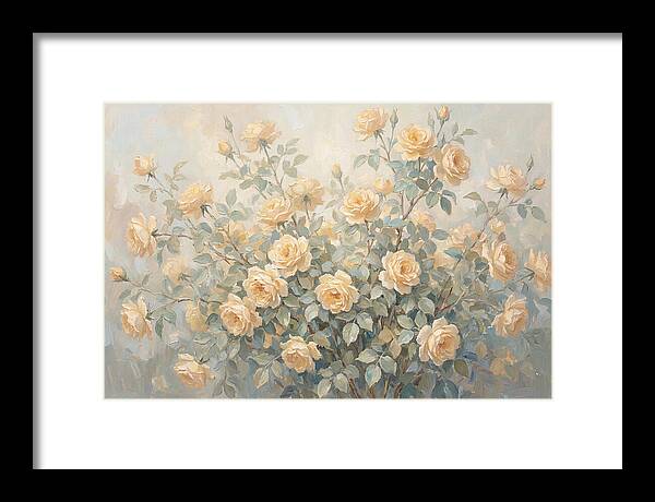 Yellow Rose Bush In Bloom