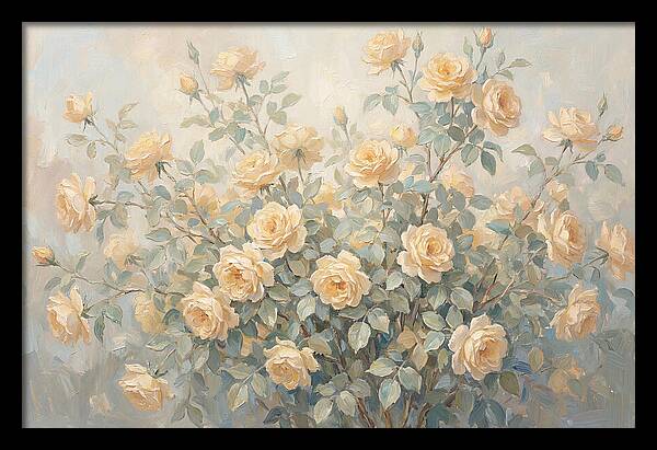 Yellow Rose Bush In Bloom