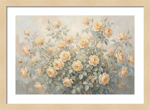 Yellow Rose Bush In Bloom