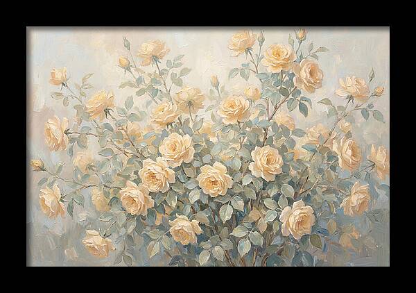 Yellow Rose Bush In Bloom