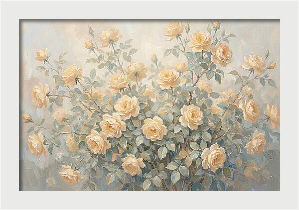 Yellow Rose Bush In Bloom