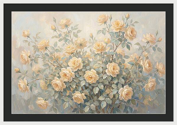 Yellow Rose Bush In Bloom