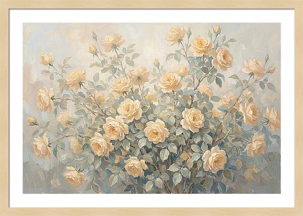 Yellow Rose Bush In Bloom