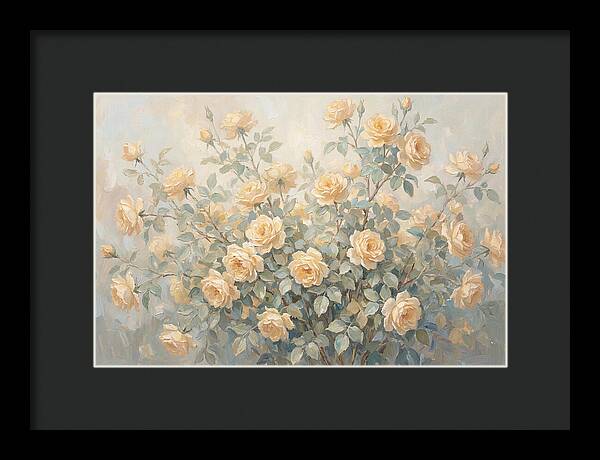 Yellow Rose Bush In Bloom