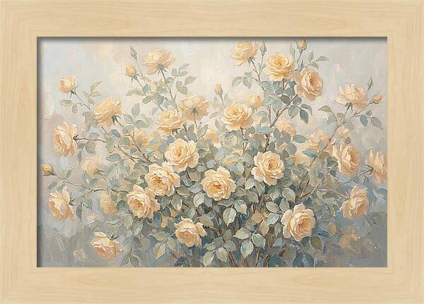 Yellow Rose Bush In Bloom