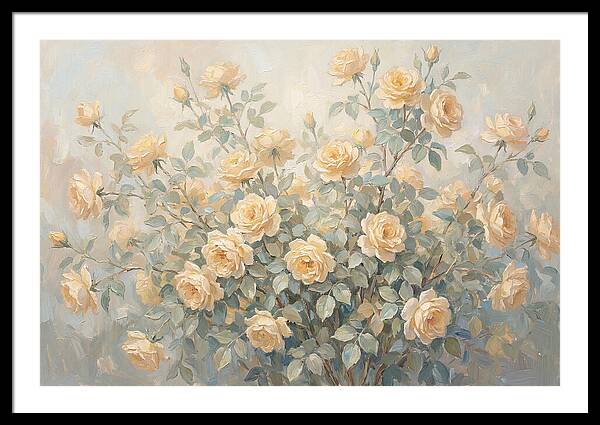 Yellow Rose Bush In Bloom