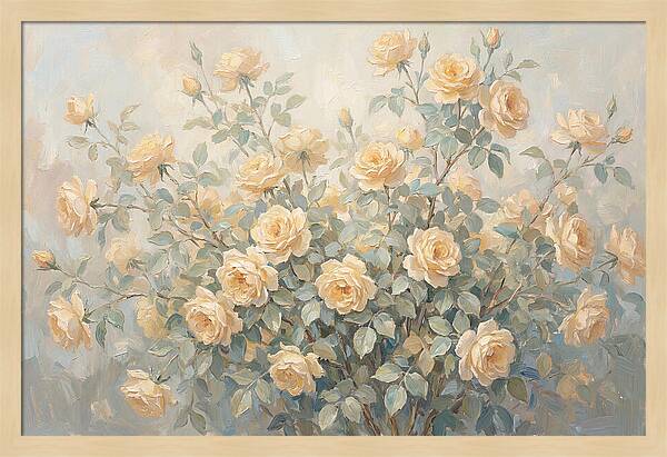 Yellow Rose Bush In Bloom