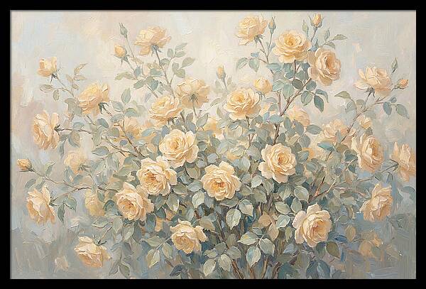 Yellow Rose Bush In Bloom