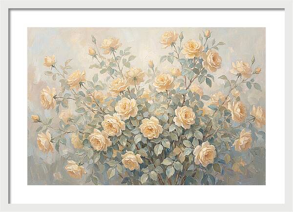 Yellow Rose Bush In Bloom