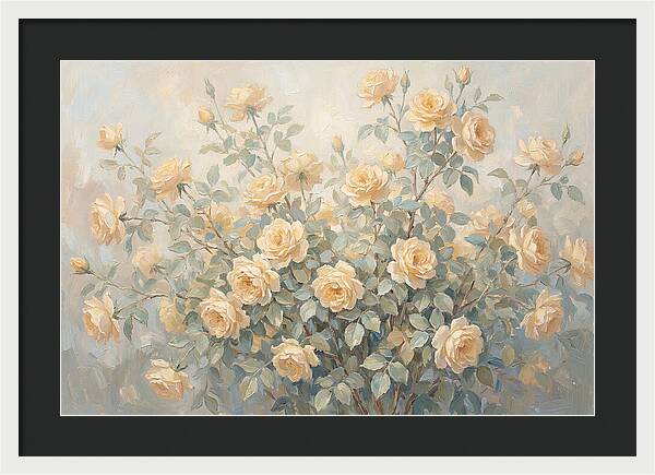 Yellow Rose Bush In Bloom